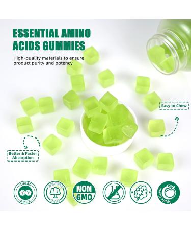 EAA Gummies Essential Amino Acids - All 9 Essential Aminos and All Branched-Chain Aminos (BCAAs) with Muscle Recovery Energy Support Sugar Free Green Apple Flavor 30 Servings 1 - Buy Online on GoSupps.com
