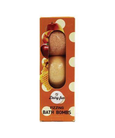 Delia Cosmetics Dairy Fun Foaming Bath Bombs - Milk & Honey Carmelized Apple Peach 3 x 100g
