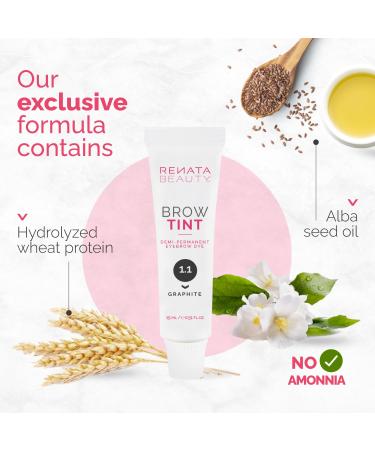 Renata Beauty Eyebrow Color - Long-Lasting 15ml in Graphite Gray | Premium Safe & Gentle Color for 4 Weeks | Available in 4 Shades - Buy Online on GoSupps.com