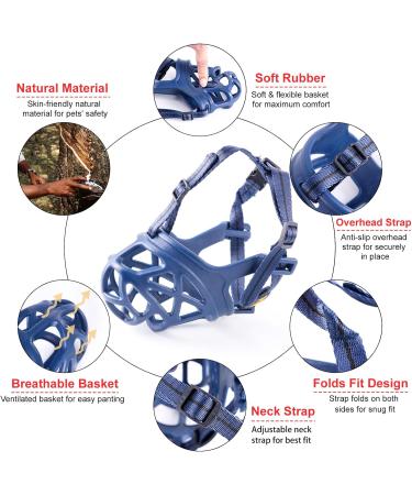 Breathable Dog Muzzle - X-Large Blue Basket Muzzle for All Breeds | Stops Biting Barking & Chewing - Buy Online on GoSupps.com