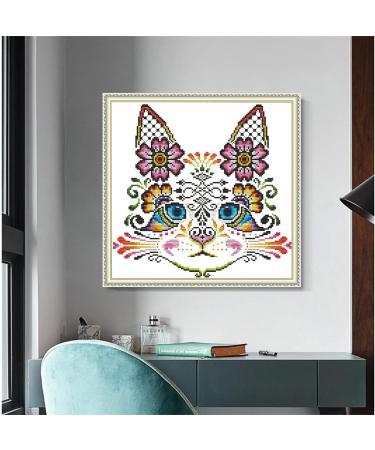 51buyoutgo Flower & Cat Cross Stitch Kit for Adults - Easy, Funny, Pre-Printed, 11ct Stamped Patterns - Embroidery Starter Kit for Beginners - 46x36cm - Buy Online on GoSupps.com
