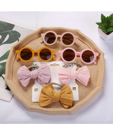 Baby Girl Sunglasses Set - Cute Polarized Headband Sunglasses for Newborn to 36 Months | Toddler Infant Elastic Photography Props in Pink - Buy Online on GoSupps.com