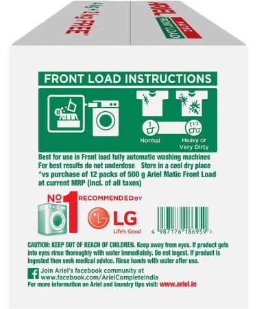 Ariel Matic Front Load Detergent Washing Powder - 4 kg with Free Detergent Powder - 2 kg - Buy Online on GoSupps.com
