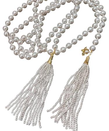 Shop OralGos Faux Pearl Tassel Choker Necklace | Elegant Fringe Fashion Accessory for Sweaters & Waist - International Shipping Available - Buy Online on GoSupps.com