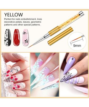 Saviland 6Pcs Nail Art Liner Brush Set with Crushed Diamond Rhinestone Handle - Sizes 7/9/11/13/15/21mm - Ideal for Nail Design and Painting - NO.1 Nail Art Brushes - Buy Online on GoSupps.com