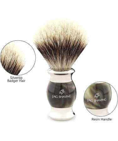 Jag Shaving Lee Razor Brush - Elegant Wooden Handle Green Horn Imitation - Perfect for Your Shaving Routine | International Shipping Available - Buy Online on GoSupps.com