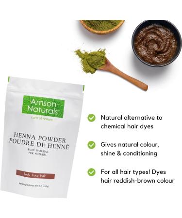 Natural Henna Powder 8oz / 230 g / 0.5 lb (Mehndi) - 100% Pure & Natural by Amson Naturals 230 g (Pack of 1) - Buy Online on GoSupps.com