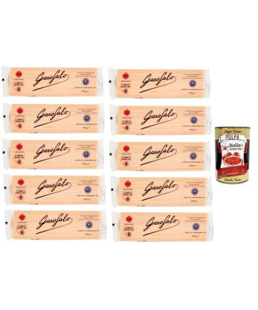 Italian Gourmet E.R. Garofalo Linguine No. 12 Pack of 10 Neapolitan durum wheat semolina packets with 500g of IGP pasta + 400g Italian Gourmet Polpa