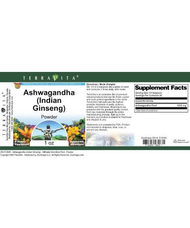 Ashwagandha (Indian Ginseng) - Withania Somnifera Root - Powder (1 oz ZIN: 513645) - Buy Online on GoSupps.com