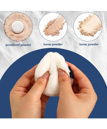 Whaline 4 Pack Velour Powder Puff - 2.9 Inch Washable Cotton Puffs with Ribbon & Case for Foundation Body & Loose Powder (White - Buy Online on GoSupps.com