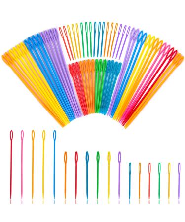 LOVEINUSA Plastic Sewing Needles Bulk  120PCS Large Eye Yarn Neddles Kids Colorful Weaving Neddles for DIY Stitchery Sewing Tapestry Multicolor-2