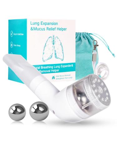 Mucus Clearing Device & Air Physio Lung Exerciser - Breathing Aid Expands Airway to Loosen Relief Mucus Adsorption Mucus Remover Adjustable air Vent (OPEP) Therapy Method White