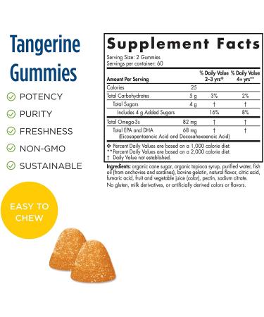 Nordic Naturals Omega-3 Gummies â€“ Tangy Tangerine, 82 mg, 120 Count â€“ Healthy Fish Oil Supplement - Buy Online on GoSupps.com