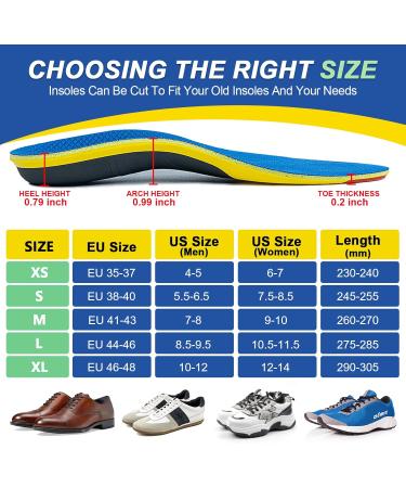 Professional Arch Support Insoles for Men & Women | Plantar Fasciitis Shoe Inserts for Flat Feet Pain Relief | Shock Absorption Athletic Orthotic Insert M Blue (Men's 7-8/Women's 9-10 - Buy Online on GoSupps.com