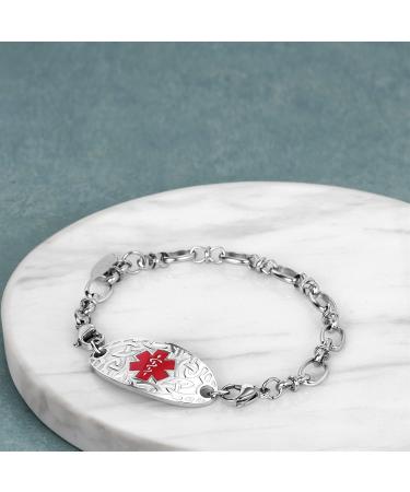 Custom Celtic Knot Medical Alert ID Bracelet for Women - Personalized Emergency Jewelry with Free Engraving | 6.0 to 9.0 Inches - Buy Online on GoSupps.com