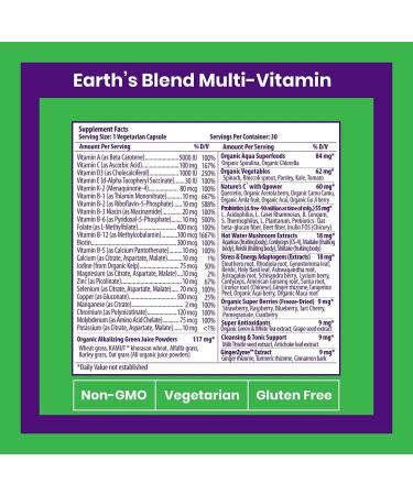 Paradise Herbs Earthâ€™s Blend One Daily Superfood Multi-Vitamin - No Iron, 30 Veggie Capsules - Buy Online on GoSupps.com
