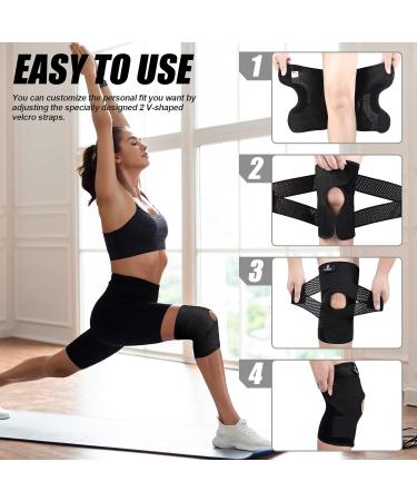 NEENCA Knee Brace for Pain Relief | Compression Support Adjustable with Side Stabilizers Ultra-Soft for Sports & Arthritis Large Black - Buy Online on GoSupps.com