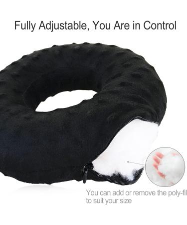 Piercing Pillow Ear Pillow Donut - Pain Relief for Earache Side Sleepers & Headphone Comfort | Minky Dot Black - Buy Online on GoSupps.com