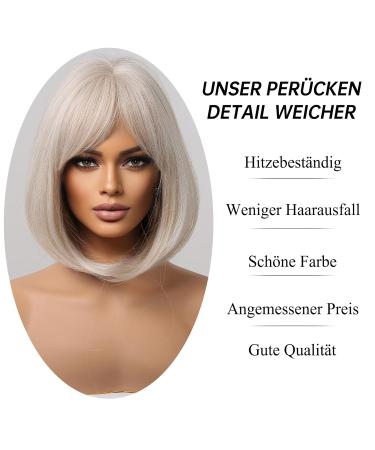 14-Inch Blonde Bob Wigs for Black Women | Short Straight Platinum Synthetic Hair | Glue-Free Hair Replacement - Buy Online on GoSupps.com