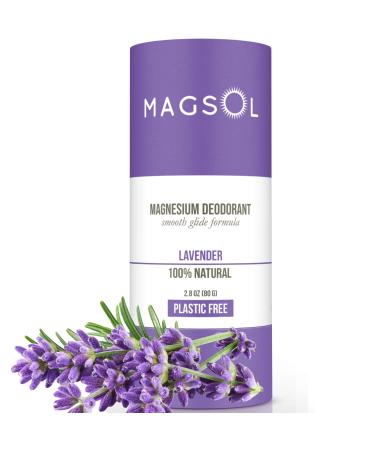 MAGSOL Plastic-Free Natural Deodorant for Women - 100% Aluminum Free Baking Soda Free Plastic Free - 2.8 oz (Lavender)