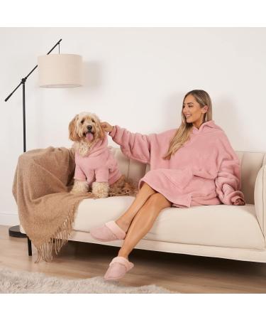 OHS Fleece Dog Hoodie Sherpa Lined Reversible Cosy Pet Clothing - Large Blush Pink - Buy Online on GoSupps.com