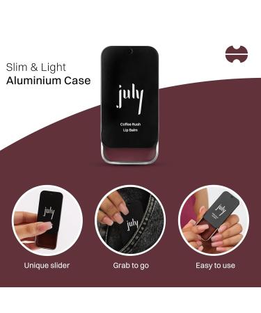 July Coffee Rush Lip Balm - 24hr Hydration for Dry & Chapped Lips | SPF 15 | Jojoba & Sweet Almond Oil | Unisex 10g - Buy Online on GoSupps.com