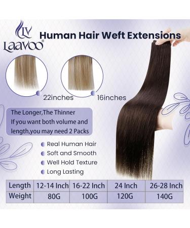LAAVOO Braun Tressen Real Hair Extensions - 60cm Double Brown #2 120g Sew-In Real Hair Extensions - Buy Online on GoSupps.com