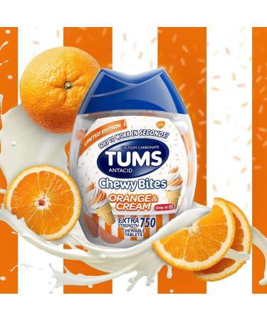 TUMS Chewy Bites Orange and Cream Extra Strength Antacid - 60ct for Heartburn Relief - Buy Online on GoSupps.com