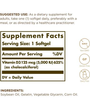 Solgar Vitamin D3 10mcg (400 IU) - 100 Softgels x 2 | Healthy Bones & Immune Support - Non-GMO, Gluten Free - Buy Online on GoSupps.com