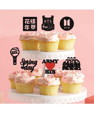 Keaziu 28 PCS Music Singer Cupcake Toppers KPOP Singer Cupcake Picks for Spring Day A-rmy B-T-S Singer Group Theme Party Birthday Party Decoration for Boys and Girls Spring Black - Buy Online on GoSupps.com