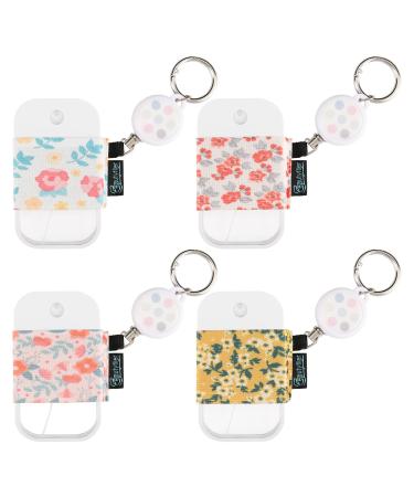 Beautyflier Pack of 4 Elastic Sleeve for Touchland Power Mist and Glow Mist 1FL OZ Hand Sanitizer Spray Exquisite Patterns Holder Sleeve with Keychain Perfectly for Travel (Sleeve Only)