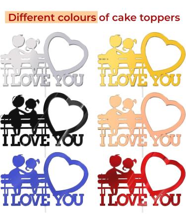 I Love You Cake Topper - Acrylic Cake Decoration for Valentine's Day, Marriage Proposal, Wedding Party - Mirror Red - Buy Online on GoSupps.com