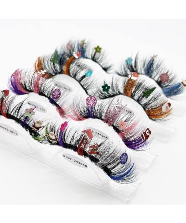 KFZR Christmas False Eyelashes 20MM Faux Mink Colour Stage Makeup Party Holiday 1 Pair (D8509-82M) - Buy Online on GoSupps.com