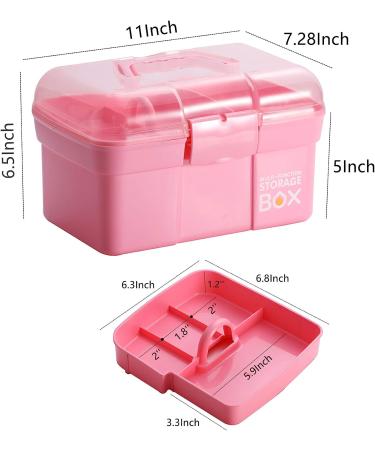 Kinsorcai 11'' Plastic Storage Box with Removable Tray - Pink | Multipurpose Organizer for Art, Craft, and Cosmetic - Buy Online on GoSupps.com