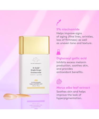 Drunk Elephant B-Goldi Bright Drops - 30 ml/1 fl oz - Illuminating Color Serum Drops - Clean Clinical Skincare - Cruelty-Free - Dermatologist-Tested - Free of Essential Oils Silicones and Fragrance - Buy Online on GoSupps.com