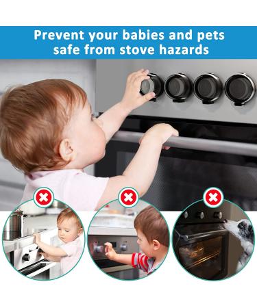Babepai Stove Knob Covers - 5 Pack | Child Safety Gas Oven Locks | Universal Double-Key Design | Stove Guard Baby Proofing in Black - Buy Online on GoSupps.com