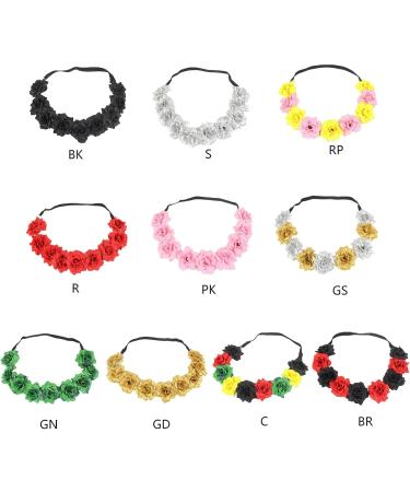 amangul Flower Headband for Bridal Women Wedding Hairband Crown Headhoop Elegant Headpiece Lady Girl Party Hair Accessories(Yellow Pink) - Buy Online on GoSupps.com
