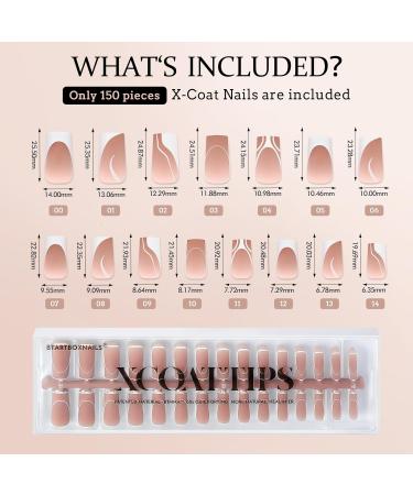 BTArtbox XCOATTIPS French Tip Nails - Long Square Press On Nails | 5 Stunning Styles Soft Gel & Acrylic Nail Extensions for DIY Nail Art - Buy Online on GoSupps.com
