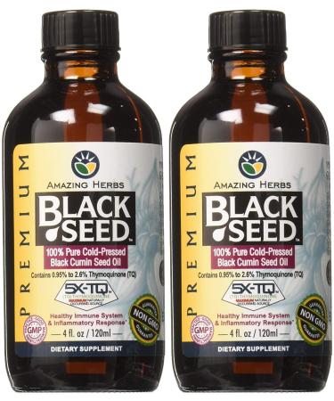 Amazing Herbs Black Seed 100% Pure Cold-Pressed Black Cumin Seed Oil 4 fl oz (120 ml)