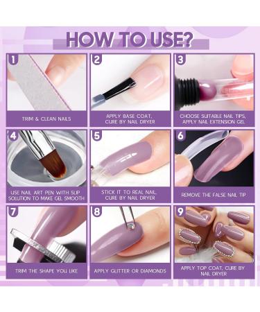 Janolia Amethyst Nail Extension Kit - UV Gel Starter Set with Nail Lamp Base & Top Coat for Perfect Nail Art Design - Buy Online on GoSupps.com