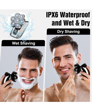 5-in-1 Electric Head Shaver for Bald Men - IPX6 Waterproof Rotary Grooming Kit with LED Display & USB Charging - Buy Online on GoSupps.com