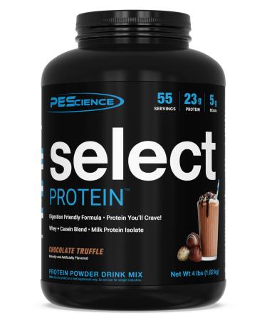 PEScience Select Protein Powder, Whey and Casein Blend, Clean Protein Powder for Women and Men, Low Calorie, Low Carb, Keto Friendly, Gluten Free - Chocolate Truffle - 55 Servings
