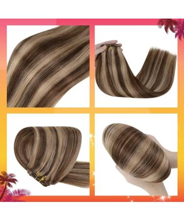 Buy Hetto Clip-In Extensions | Real Remy Hair #4/27 Dark Brown & Red Blonde Highlights - 80g 30 cm | International Shipping Available - Buy Online on GoSupps.com