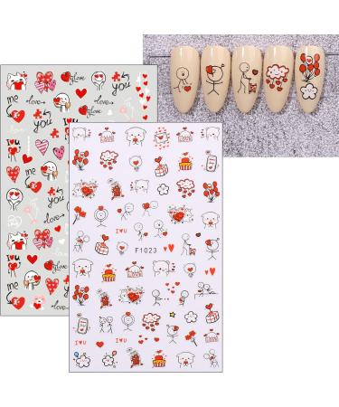 JMEOWIO 10 Sheets Valentines Day Heart Nail Art Stickers Decals Self-Adhesive Rose Love Nail Supplies Nail Art Design Decoration Accessories - Buy Online on GoSupps.com