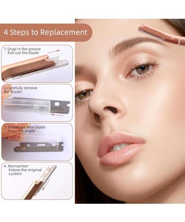 Reusable Eyebrow Razors for Men & Women - Multi-Purpose Facial Hair Remover Set (3 Exchange Blades Rose Gold) - Buy Online on GoSupps.com