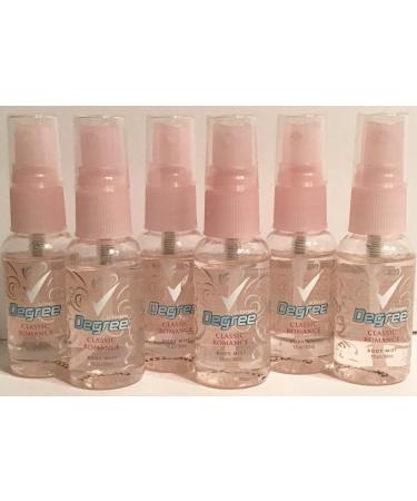 Degree Classic Romance Body Mist Spray Travel Size 6 Count 1 fl.oz. Each