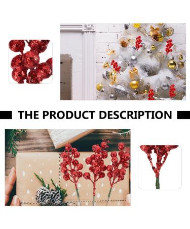 HOMSFOU 24pcs Christmas Berries Christmas Berry Pick Christmas Picks Christmas Holly Berry Branch Glitter Mini Wreath Evening Party Decoration Cranberries Artificial Plastic Foam Banquet Red 20X4X4CM - Buy Online on GoSupps.com