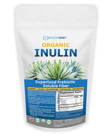 Organic Inulin Powder (48oz/3 lbs) Gentle Agave Prebiotic Soluble Fiber Supplement for Digestive Support Gut Health Vegan Baking Smoothies & Drinks 48 Ounce
