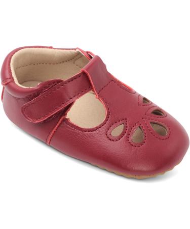 Dotty Fish Red Leather T-bar First Walking Shoes | Baby & Toddler Girls, Non-Slip | Size 3-7 UK Child - Buy Online on GoSupps.com