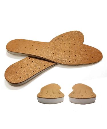 Leather Insole Invisible Increase Insoles 1cm 1.5cm 2cm Height For Casual Sneaker Sport Shoes Men Or Women(8.5/10.4''--1cm Height  Brown) 8.5/10.4''--1cm height Brown